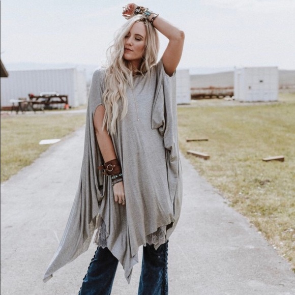 Three Bird Nest Tops - Three Bird Nest | The Wren Oversized Tunic | Gray